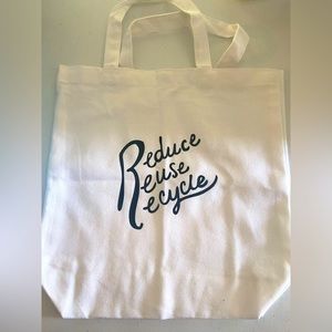 Handmade Reduce Reuse recycle canvas bag made for groceries.